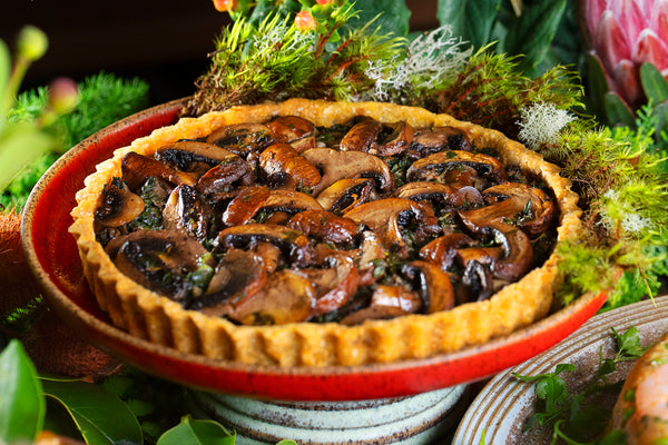 Quiche de espinafre e cogumelo (vegan)