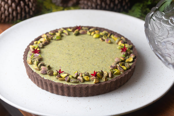 Crostata de pistache com chocolate branco