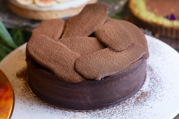 Bolo de cacau com laranja e damasco