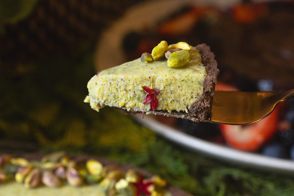 Crostata de pistache com chocolate branco