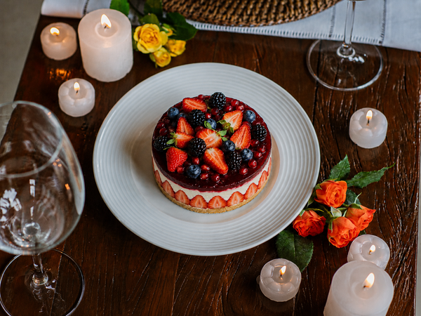 Mini bavaroise de frutas vermelhas para casal