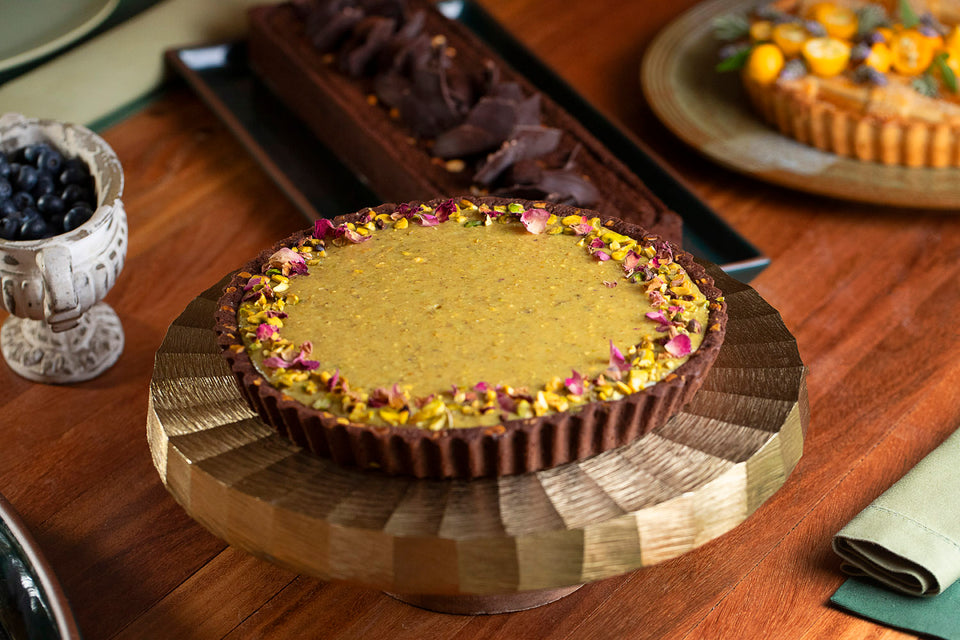 Crostata de pistache com chocolate branco