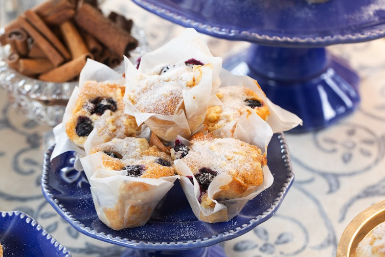 Mini muffin de limão com mirtilos