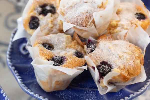 Mini muffin de limão com mirtilos