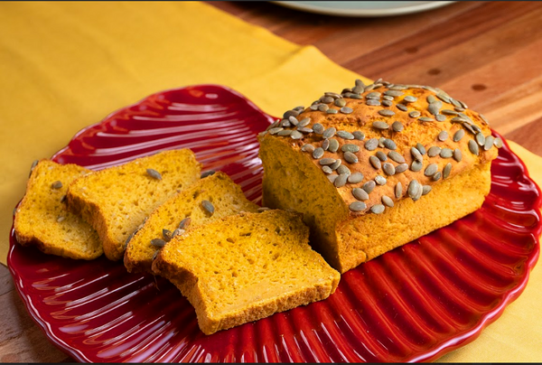 Pão de abóbora e suas sementes (vegano e sem glúten)
