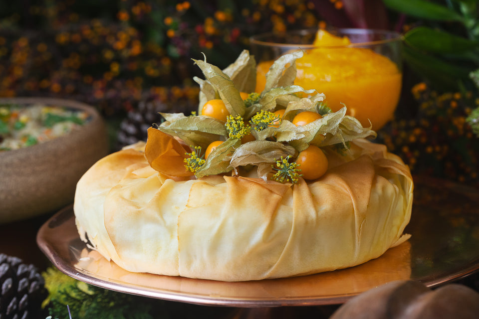 Queijo brie folhado com compota de damasco