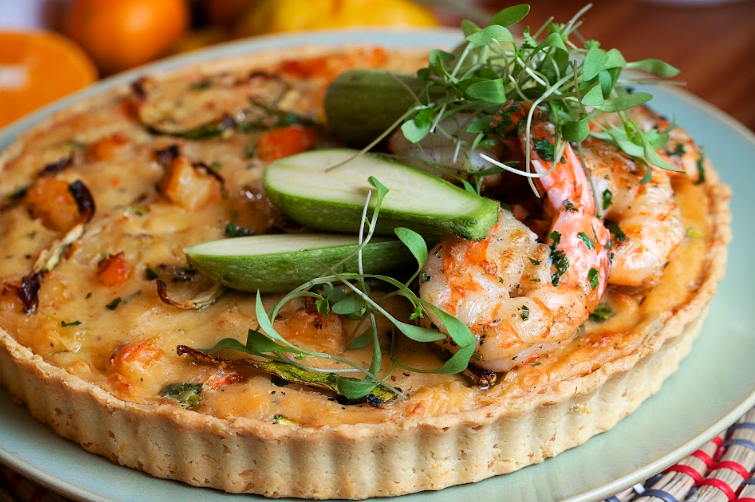 Quiche de zucchini com camarão