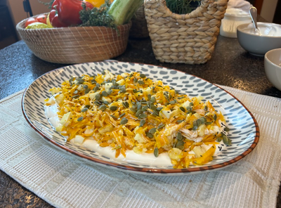 Salada de abóbora, coco e abacaxi (com iogurte)