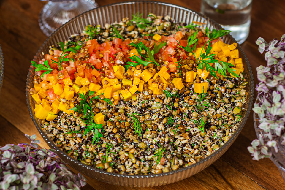Salada de grãos com lentilha