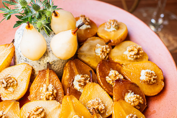 Terrine de gorgonzola com peras e nozes