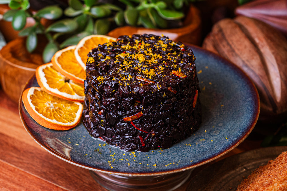 Caponata de beterraba com pele de laranja