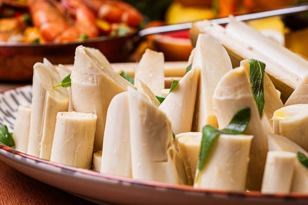 Palmito pupunha assado com flor de sal e azeite