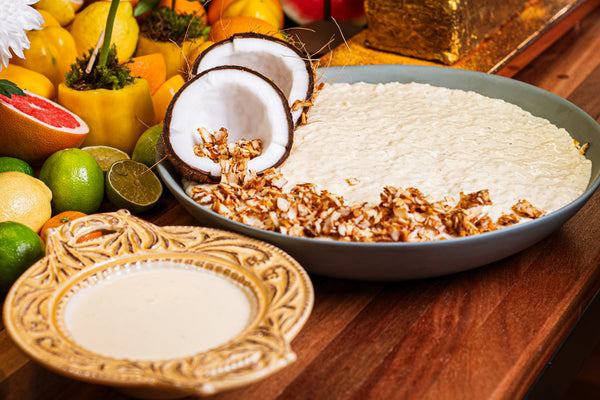 Cuscuz de tapioca cremoso com coco caramelo