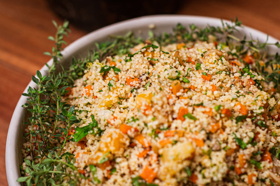 Cuscuz marroquino com zucchini e amêndoas