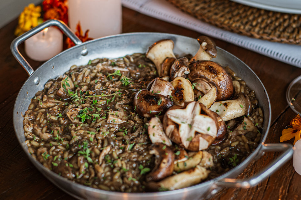 Arroz espanhol de cogumelos para casal