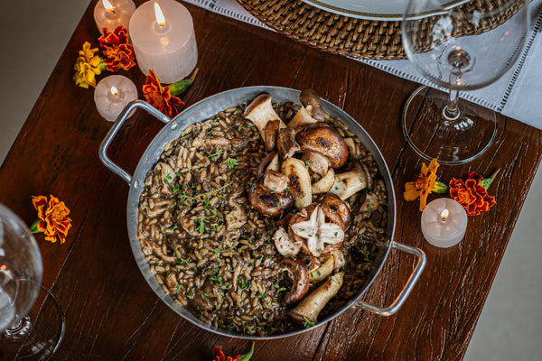 Arroz espanhol de cogumelos para casal
