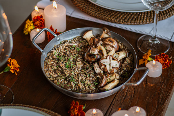 Arroz espanhol de cogumelos para casal