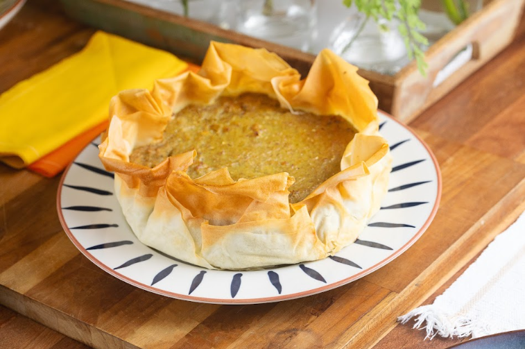 Torta folhada de bacalhau