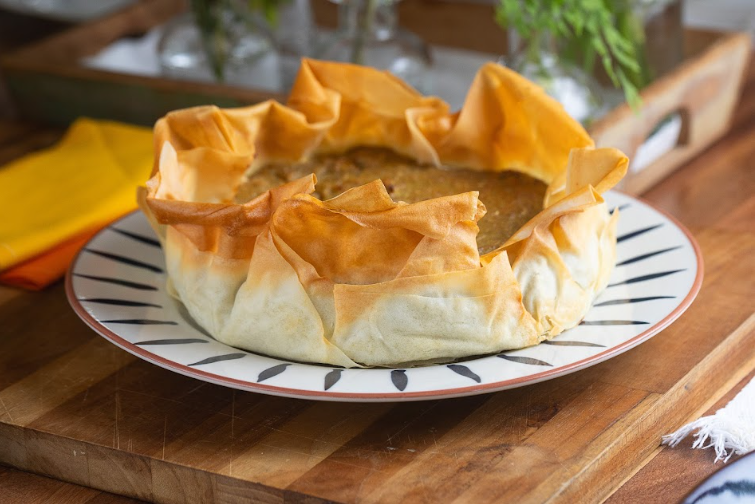 Torta folhada de bacalhau