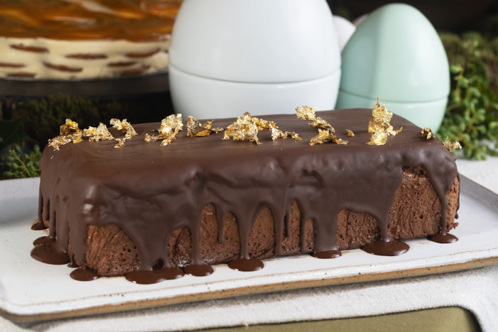 Torta mousse de chocolate e praline de macadâmia